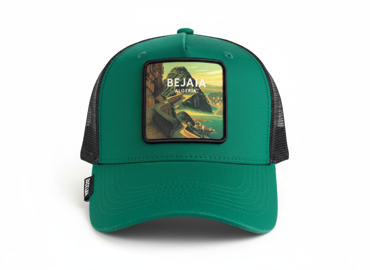 Black and Emerald Green Bejaia Cap