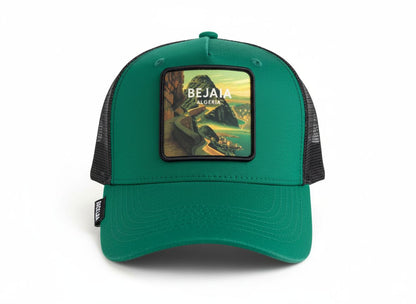 Black and Emerald Green Bejaia Cap
