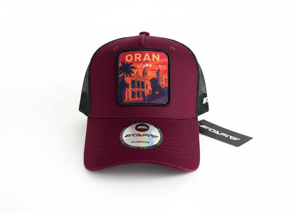 Burgundy and Black Oran Cap
