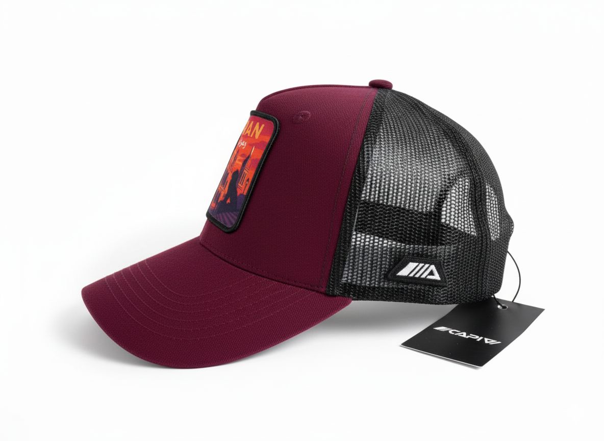 Burgundy and Black Oran Cap