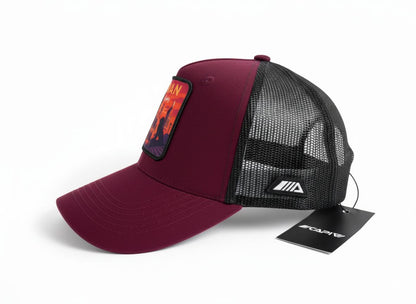 Burgundy and Black Oran Cap